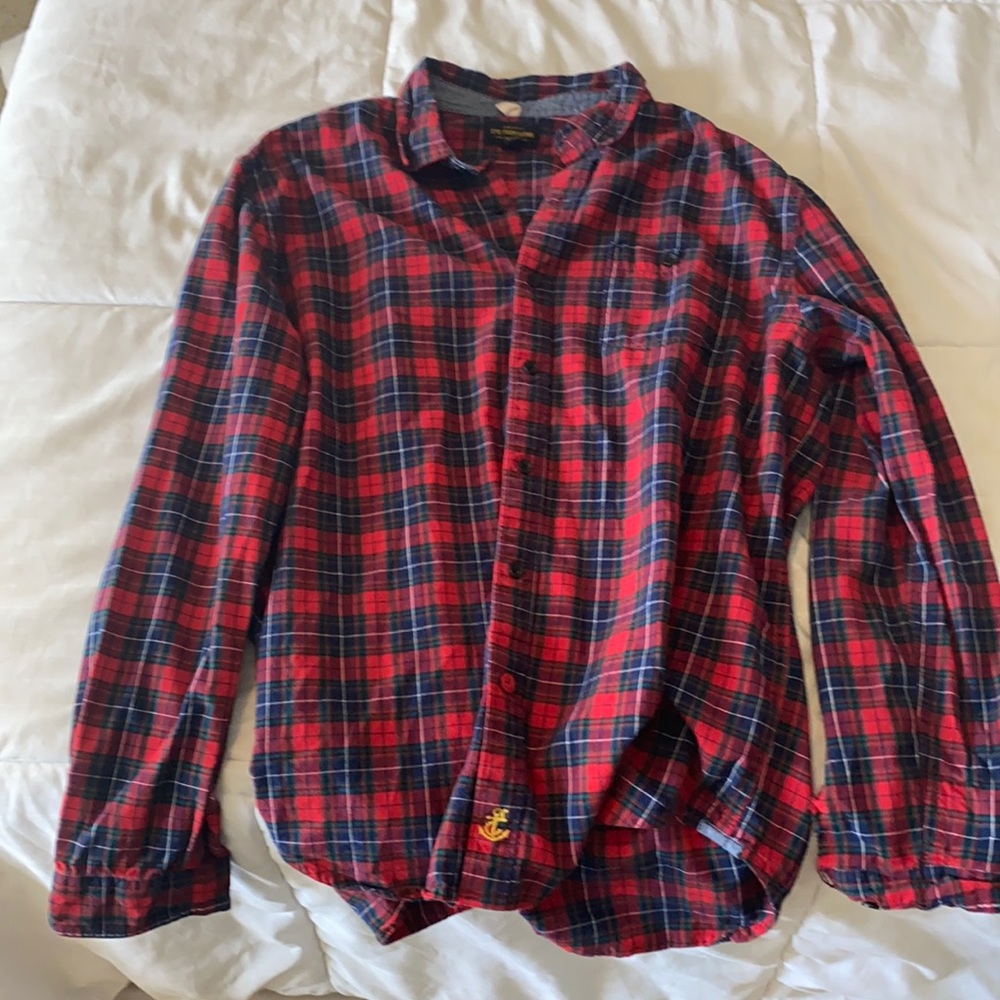 Red and Blue Plaid Button Up
